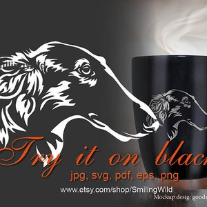 Borzoi SVG hoofd jachthond vector kunst witte clipart Borzoi profiel gesneden bestand cricut digitaal ontwerp