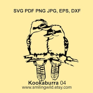 Paire de kookaburra Clipart SVG PNG DXF - Fichier d'art logo oiseau australien vectoriel - Bricolage nature, Cricut, cnc, découpe laser