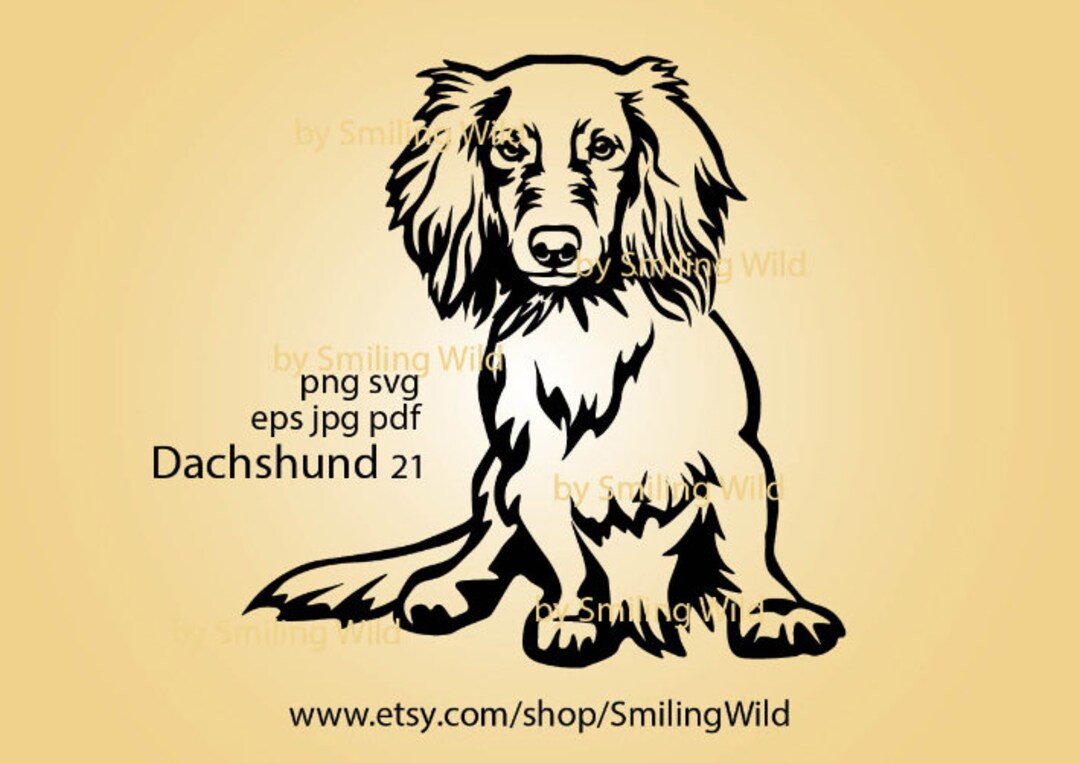 Long Haired Dachshund SVG: Sitting Dog Vector Cut File, Clipart