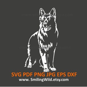 Duitse herder Clipart SVG PNG DXF - Realistische witte hond voor logo-ontwerp - Honden knutselen, Cricut en Lasersnijden