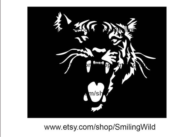 Tiger svg portrait White Print on Black roaring angry tiger in the night vector grapic art artwork digital design cut file cuttable cut file