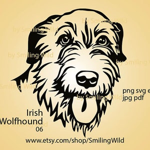 Irish Wolfhound /06/ svg portrait cute dog vector grapahic art Irish Wolfhound head face laser cut file cuttable cricut dog design