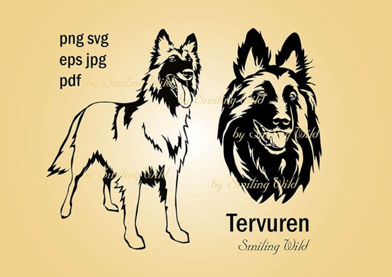 Tervuren svg clipart art vector graphic Belgian Shepherd Dog art svg portrait printable download tervuren cuttable outcut image 1