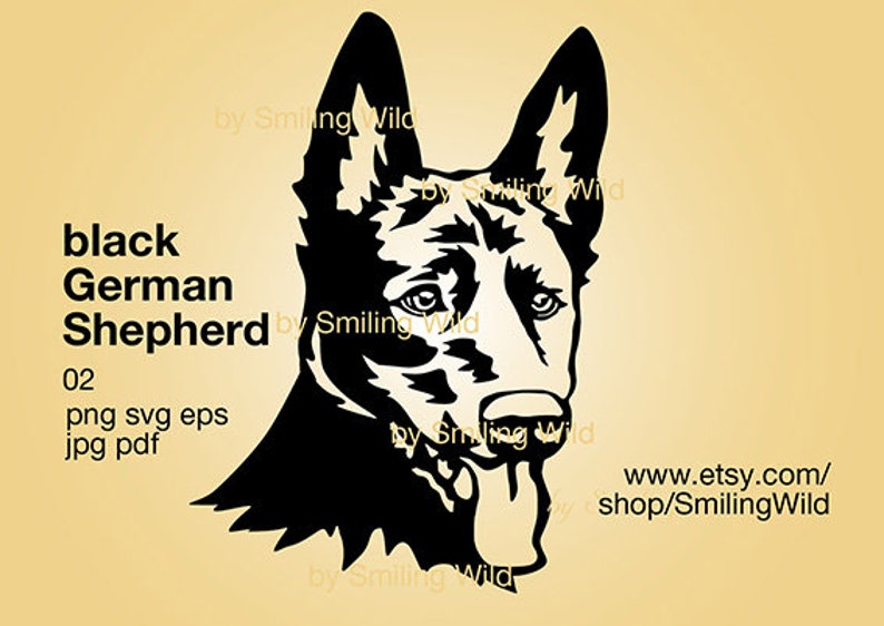 Black German Shepherd 02 Dog Cut File Cuttable Svg Clipart Etsy