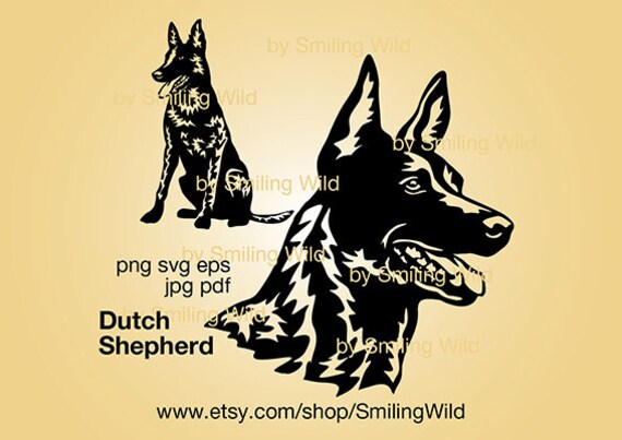 Dutch Shepherd Svg Portrait Head Artwork Digital Design Dutch Etsy