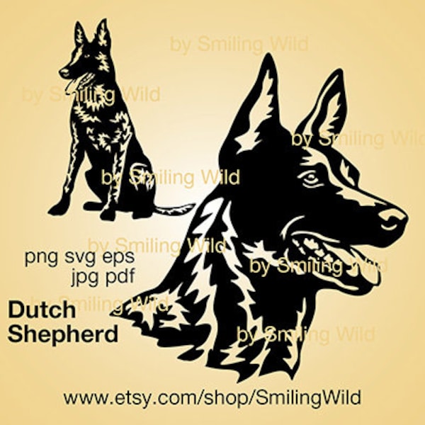 Dutch Shepherd svg portrait head artwork digital design Dutch Shepherd dog svg cuttable cut file cliprat vector graphic art
