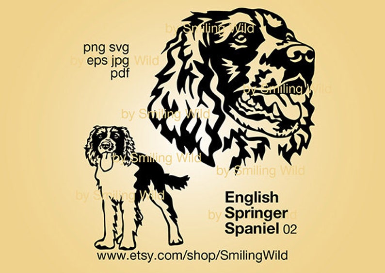 English Springer Spaniel Svg Portrait Clipart Dog Vector Art - Etsy