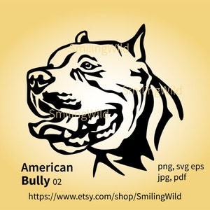 Grafica vettoriale clipart del volto di American Bully in formato SVG PNG, design digitale ritagliabile di American Bully per Cricut e taglio laser