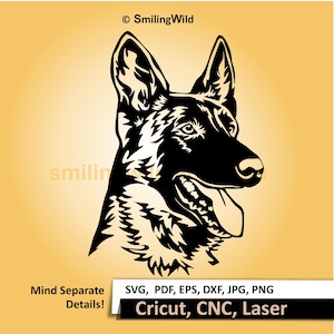 Dutch Shepherd svg & png Clipart cuttable vector graphic face digital drawing