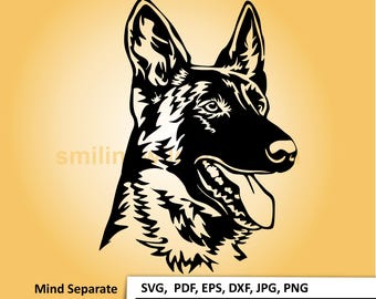 Dutch Shepherd svg & png Clipart cuttable vector graphic face digital drawing