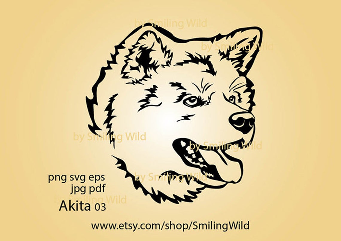 Akita Svg Dog Portrait Clipart Vector Graphic Art Akita Cut - Etsy