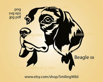 Beagle dog SVG & PNG head vector graphic clipart portrait - laser cut file face cuttable cricut - logo digital design