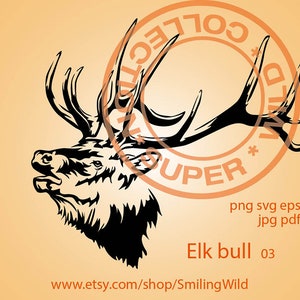 Elk Bull svg Wapiti clipart vector graphic art Elk stag cut file cricut cuttable Nort America Wild animal svg