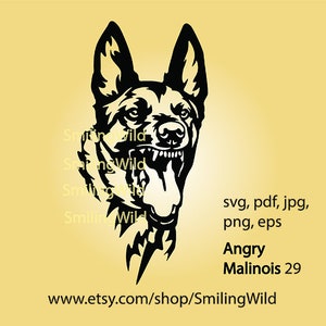 Malinois svg, Angry dog svg & png clipart growling dog malinois vector graphic art shepherd artwork cut file cuttable design digital