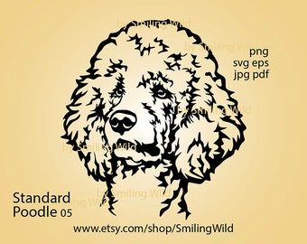 Giant Poodle svg clipart cut file, Giant Poodle vector graphic art dog head design Poodle cricut digital artwork