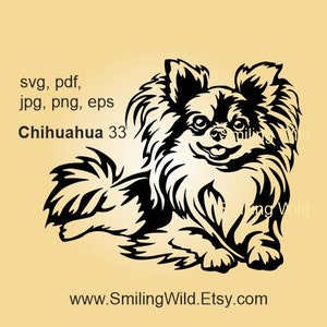 Long haired chihuahua design art digital artwork svg eps chihuahua commercial use printable dog portrait vector graphic