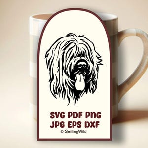 Briard SVG Portrait Vektorgrafik: Hundekopf Laser schneidbare Datei (Digitaler Download)