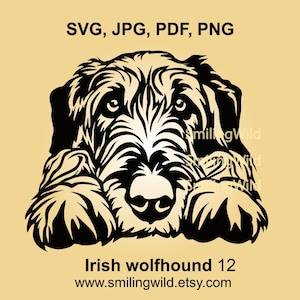 Irish Wolfhound svg clip art design file, dog cuttable vector svg