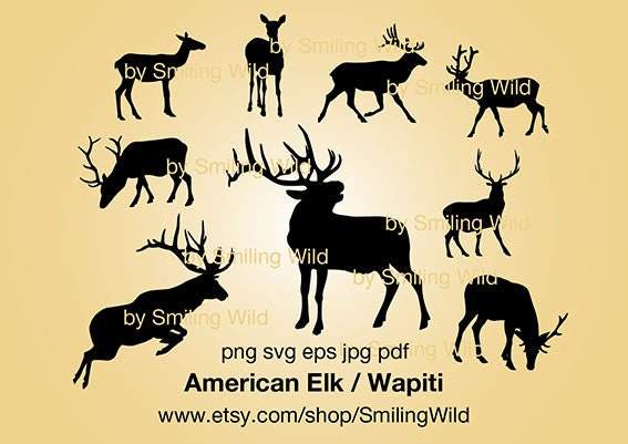 Elk Wapiti svg deer clipart vector graphic art artwork elk stag svg cut file cuttable digital design white print on black