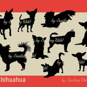 Chihuahua svg & png Kontur Clipart Bundle geschnitten Datei Hund druckbar kommerziell nutzen digitale Vektorgrafik-Datei Chihuahua Kunst