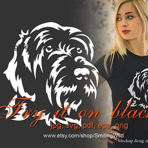 Wirehired ポインティング グリフォン SVG 犬の顔クリップ アート ポートレート、ポインティング グリフォン カット可能なベクター グラフィック ファイル