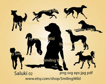 Saluki svg silhouette running saluki vector graphic art sitting saluki svg clipart cuttable digital design cricut