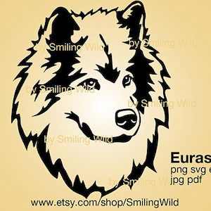 Eurasier hond svg clipart vector grafische kunst Eurasier hond gesneden bestand Graveerbaar voor cricut ontwerp digitale kunstwerken portret hoofd