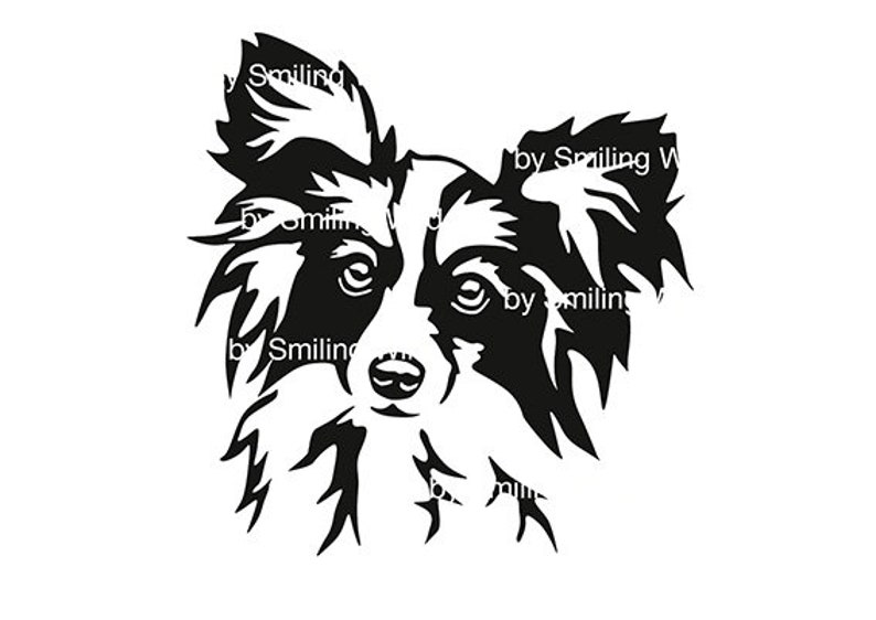 Papillon head clipart for cricut papillon dog svg vector | Etsy