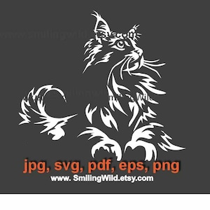 Norwegische Waldkatze svg Vektorgrafik-Datei, Katze schneidbar digital Clip Art Design