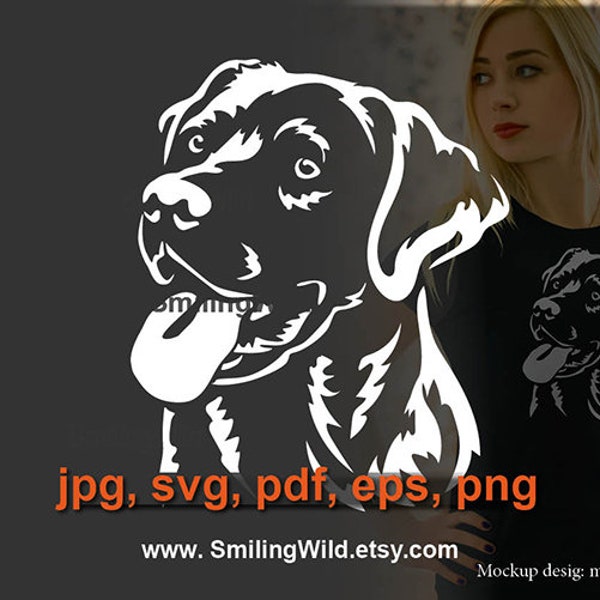 Labrador Retriever svg portrait White print on Black dog cut file clip art Labrador Retriever digital design dog lovers gift cricut vector