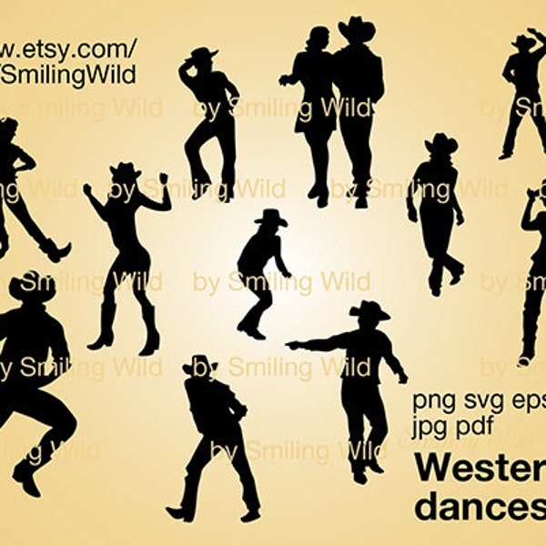 Western Tänze svg Line Dances svg Cowboy Tanz svg Clipart Vektor Grafik Kontur geschnitten Datei schneidbar für Cricut Design