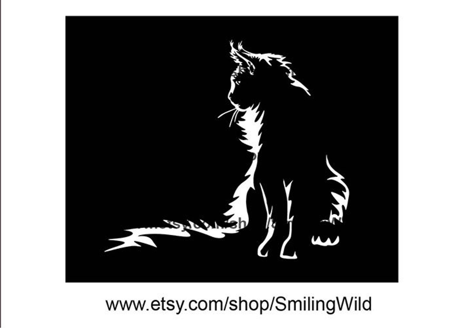 Maine Coon Cat Svg Clipart White Print on Black Maine Coon - Etsy Hong Kong