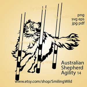 Australian Shepherd svg dog agility poles vector art file clipart Aussie cut file cuttable cricut digital design