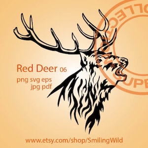 Red Deer Hirsch Porträt Vektorgrafik Kunstwerk Elch Logo Kopf svg Hörner cut Datei schneidbare Clipart Cricut