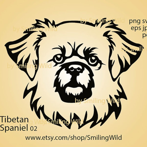 Tibetan Spaniel dog breed svg cut file /02/ Tibetan spaniel vector graphic art laser cuttable cricut Tibetan Spaniel digital dog head logo