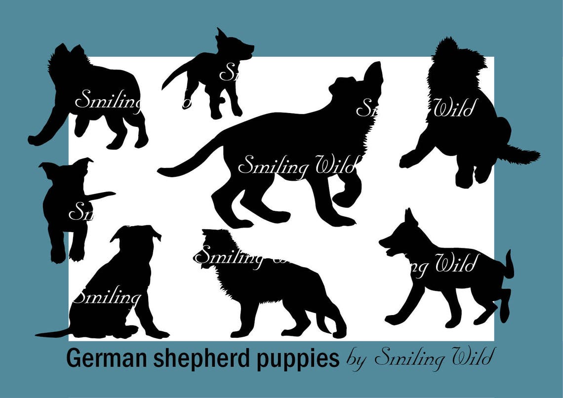 German Shepherd Puppy Svg Silhouette Puppies Svg Clipart Dog | Etsy