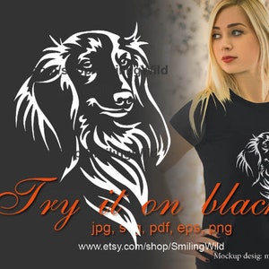 Dackel svg & png Hund Clipart Porträt Gesicht schneidbar Cricut, Dackel digitales Design Vektorgrafik