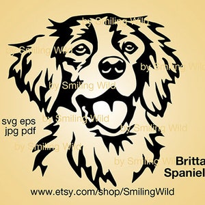 Brittany Spaniel svg portrait vector graphic art dog head clipart cut file Brittany Spaniel artwork digital design cricut cuttable