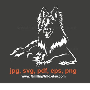Tervuren svg weißer Vektorkopf Belgischer Schäferhund schneidbare Clipart tervuren Cricut Digital Design Kunstwerk Vinyl-Schnitt