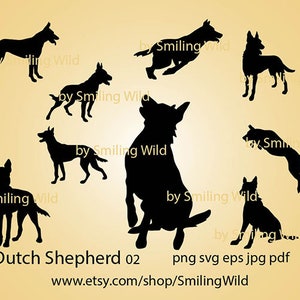 Silueta de pastor holandés svg y png clipart perro vector gráfico arte sentado perro policía pastor holandés saltando archivo de corte cricut corte digital