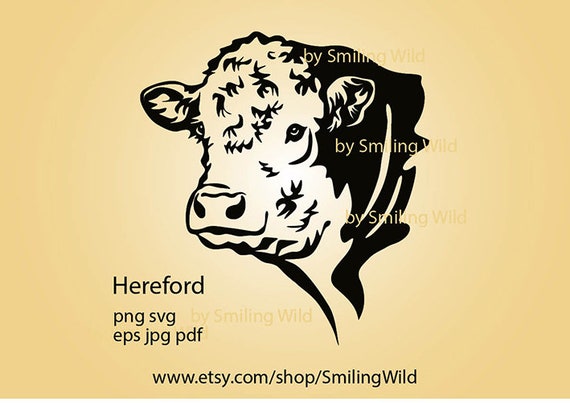 Hereford cow svg vector graphic silhouette Hereford bull cliprat farm