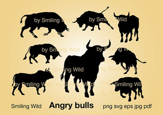 Angry Bull Svg Clipart Vector Graphic Art File Rodeo Bull Cut Etsy