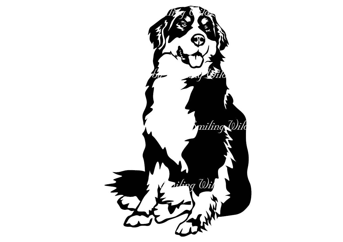 Happy Birthday Karte Mit Berner Sennenhund – Exklusives Vektor-Kunstwerk | Innen Blanko, 148x210 Mm