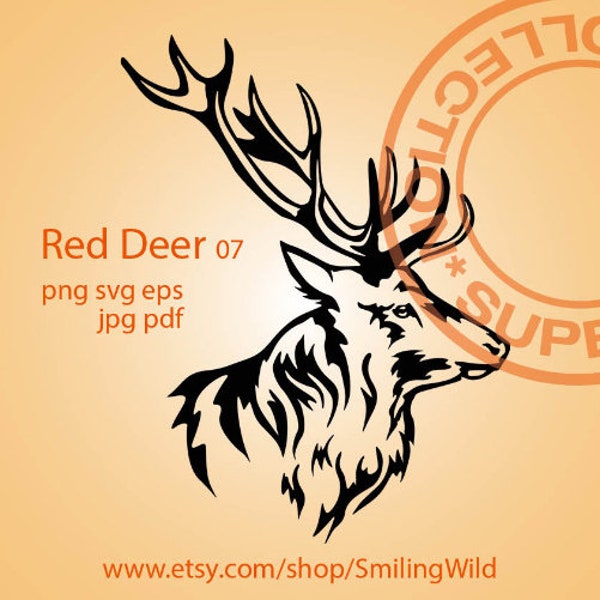 Red Deer svg Stag portrait vector graphic art artwork elk logo head svg horns cut file cuttable clip art cricut