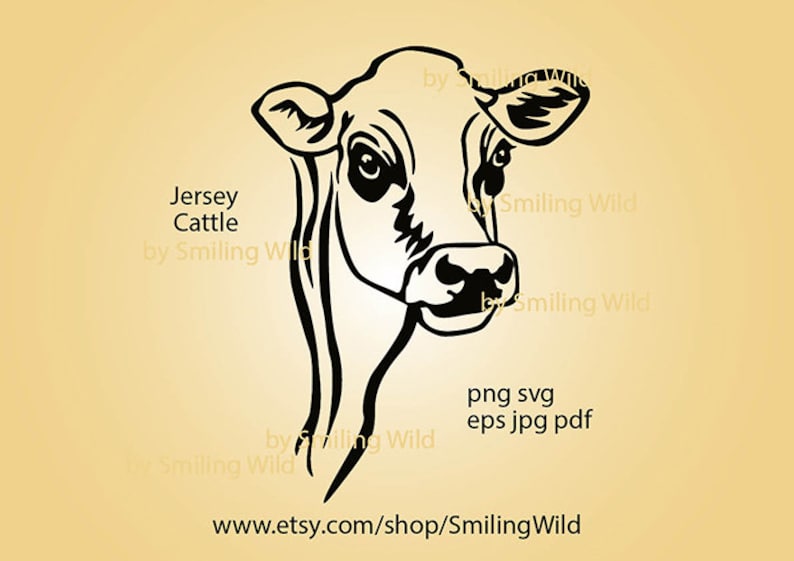 Jersey Cattle Svg Cow Head Portrait Jersey Laser Cut File Etsy