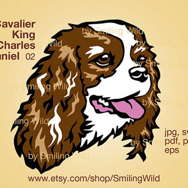 cavalier king charles spaniel svg portrait logo dog clipart head cavalier king charles spaniel cut file vector grpahic art artwork