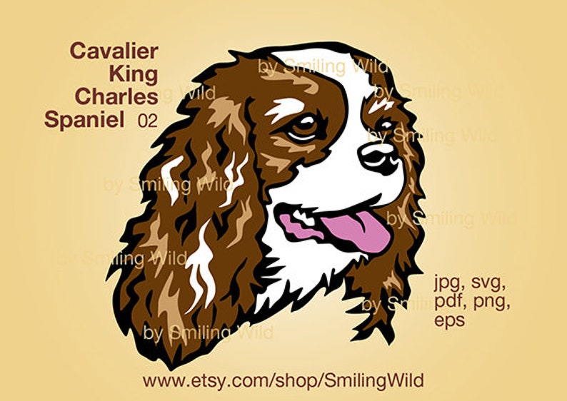 Cavalier king charles spaniel svg portrait logo dog clipart | Etsy