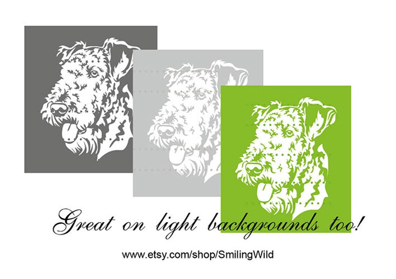 Airedale Terrier svg White vector file realistic dog cut file Airedale clipart cuttable Print on Black digital design
