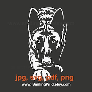 Malinois svg & png Clipart - Polizeihund Vektorgrafik-Datei für das Laserschneiden und Evgravieren – Sofort-Download-Datei