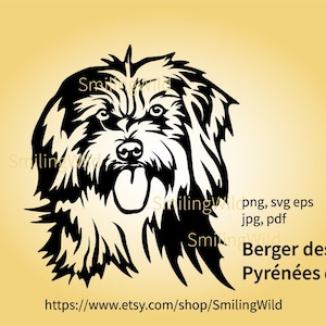 Conception d'art clip svg Berger des Pyrénées, Berger des Pyrénées illustration graphique vectorielle numérique découpable